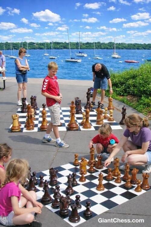 12" Sets giant teak chess photo