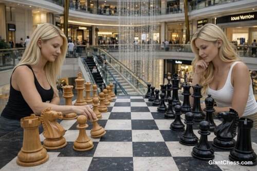12" Sets giant teak chess photo