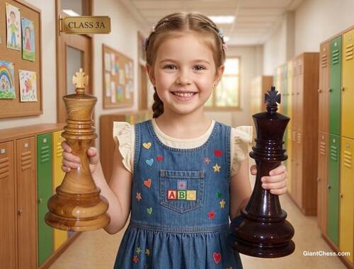 12" Sets giant teak chess photo