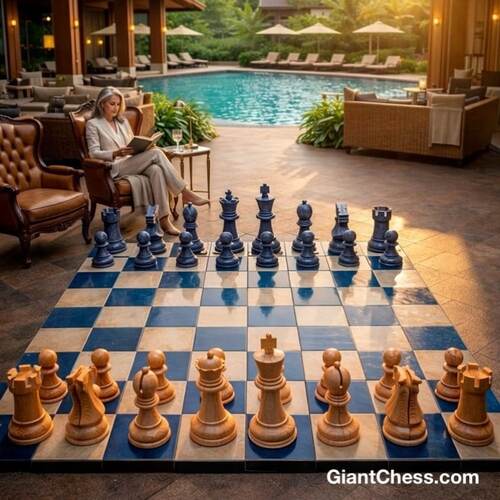 16" Sets giant teak chess photo