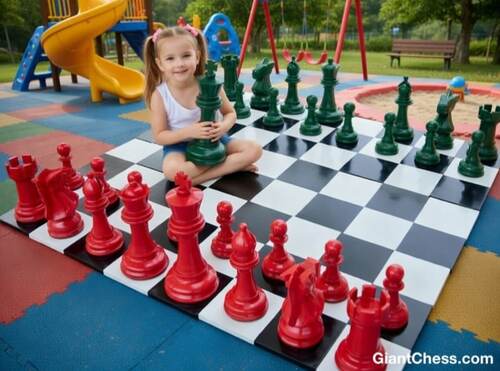 16" Sets giant teak chess photo