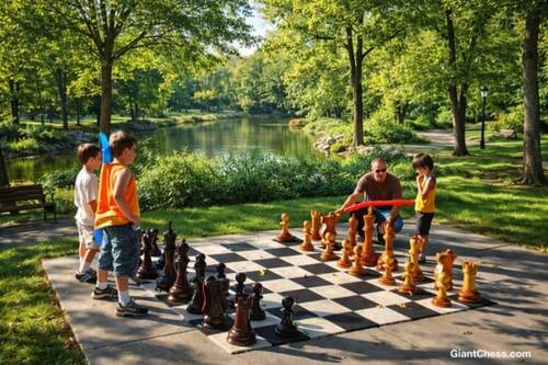 24" Sets giant teak chess photo