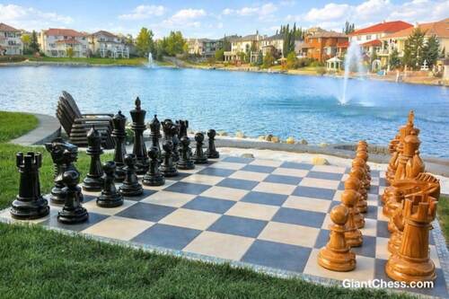 24" Sets giant teak chess photo