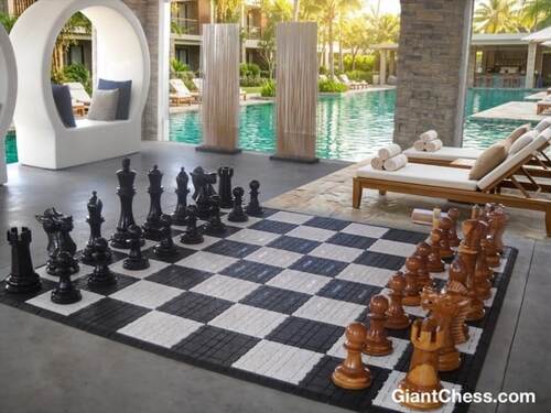 24" Sets giant teak chess photo
