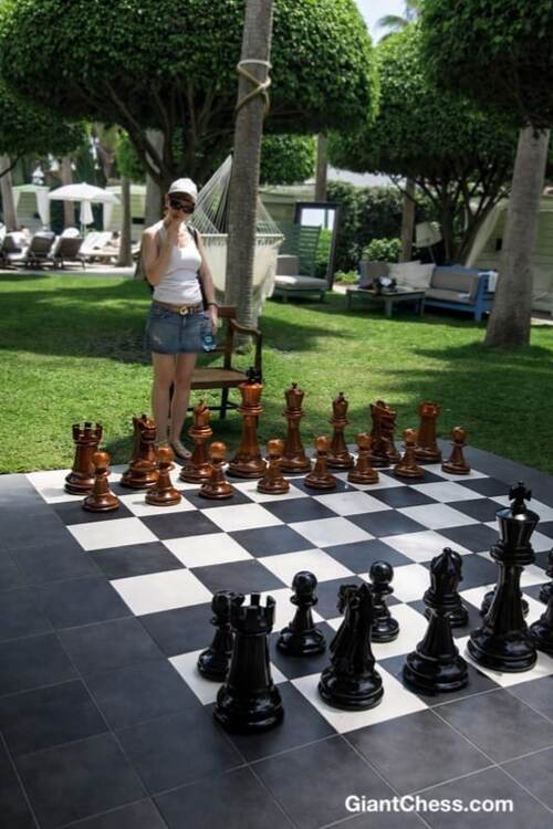 24" Sets giant teak chess photo