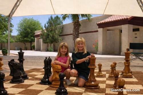 24" Sets giant teak chess photo