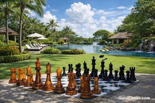 36" Sets giant teak chess photo