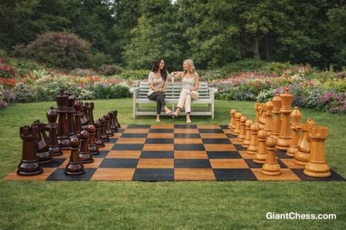36" Sets giant teak chess photo