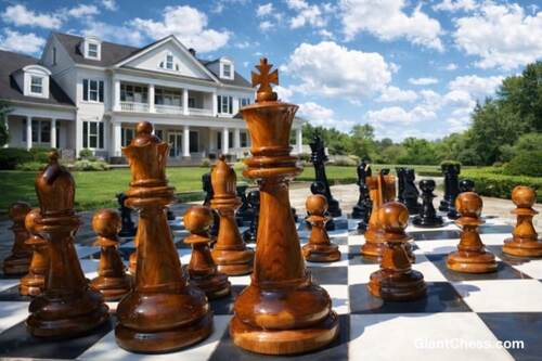 36" Sets giant teak chess photo
