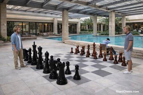 36" Sets giant teak chess photo