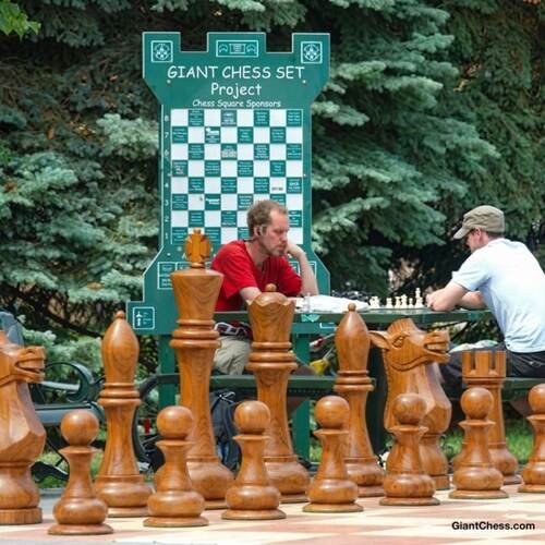 48" Sets giant teak chess photo
