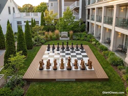 48" Sets giant teak chess photo