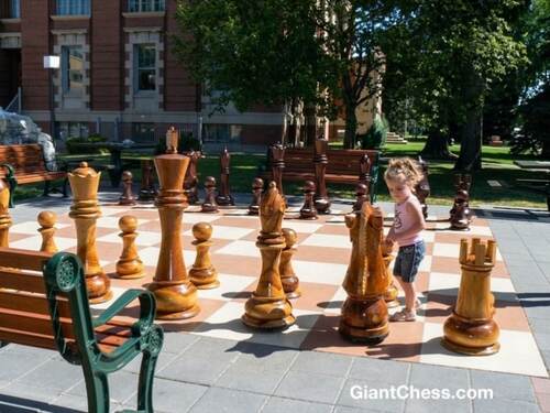 48" Sets giant teak chess photo
