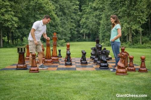48" Sets giant teak chess photo