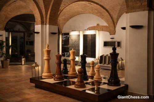 48" Sets giant teak chess photo