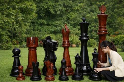60" Sets giant teak chess photo