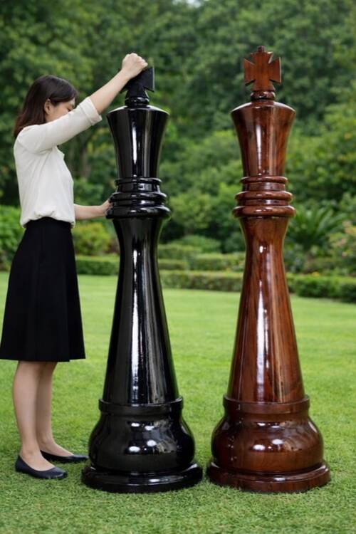 60" Sets giant teak chess photo