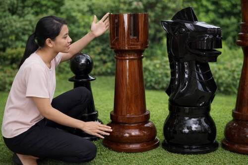 60" Sets giant teak chess photo