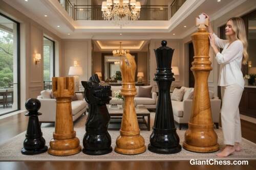 60" Sets giant teak chess photo