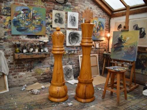 72" Sets giant teak chess photo