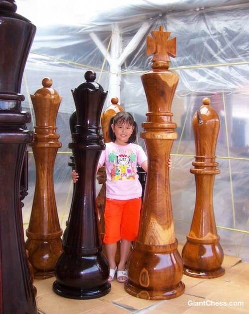 72" Sets giant teak chess photo