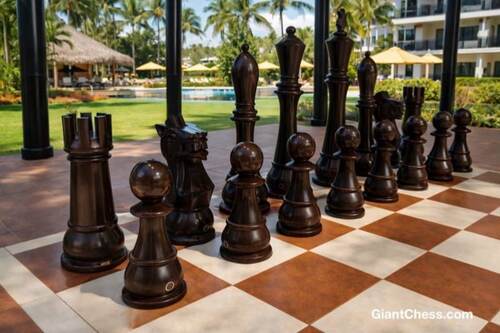 72" Sets giant teak chess photo
