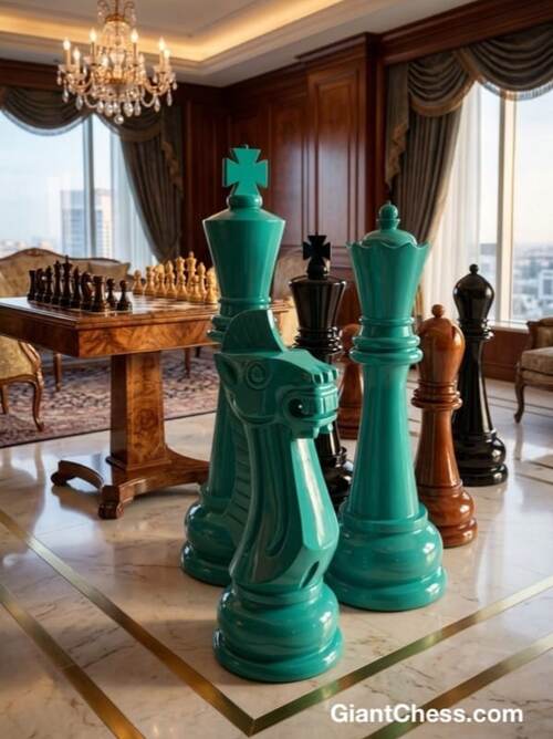 72" Sets giant teak chess photo