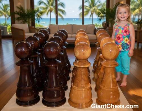 72" Sets giant teak chess photo