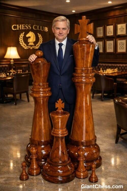 72" Sets giant teak chess photo