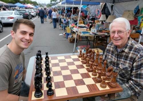 8" Sets giant teak chess photo