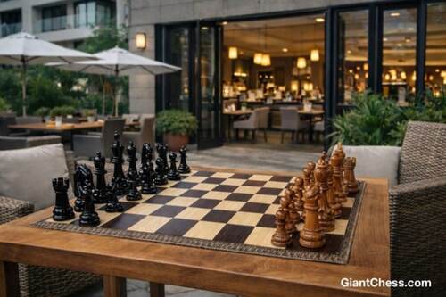 8" Sets giant teak chess photo