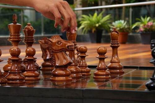8" Sets giant teak chess photo