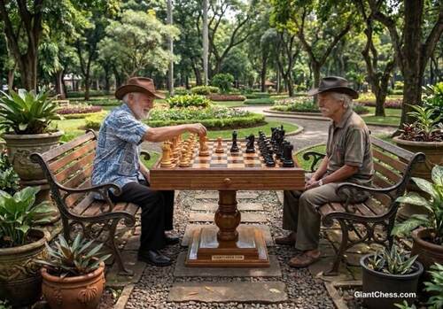 8" Sets giant teak chess photo