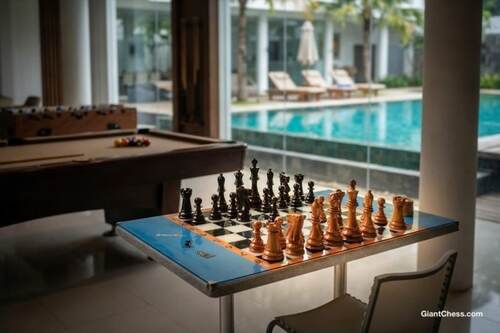 8" Sets giant teak chess photo