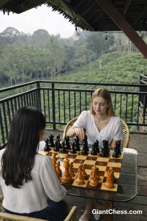 8" Sets giant teak chess photo